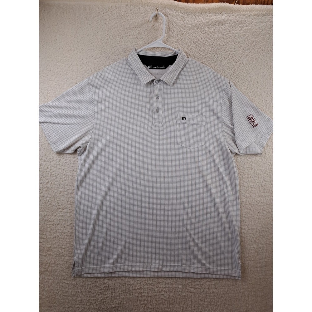 Travis Mathew Golf Polo TPC Sawgrass Men Size 2XL Pocket White/ Gray Check